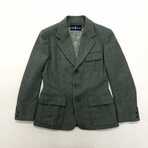 ●90s 00s Ralph Lauren ラルフローレン テーラードジャケット シングル インパクト21 チェック柄 size11 グリーン系 レディース 0.67kg●