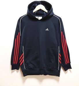 H7934gg adidas（アディダス） サイズ160 パーカー ネイビー 紺色 キッズ 子供服 スリーストライプ フード ポケット クライマウォーム