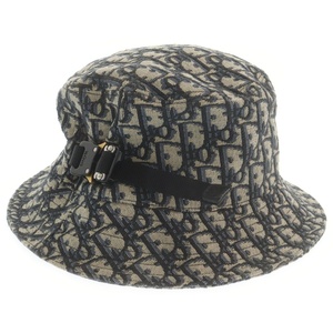 DIOR ディオール Oblique Jacquard Bucket 293C906G5763 ローラー付オブリーク総柄バケットハット 帽子 ネイビー