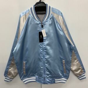 新品 Lサイズ 男女兼用 KONGOW 無地 スカジャン フルジップブルゾン トラックジャケット ジャンパー メンズ レディース サックス osw8500