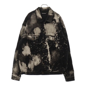 BALENCIAGA バレンシアガ 19SS Paint Splattered Denim Jacket ペイント オーバーサイズ デニムジャケット ブラック/ホワイト 557648 TXE03