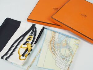 エルメス HERMES 大判 スカーフ 2枚まとめ カレ90 【沖に向かって Face au Large/ブリッド・ドゥ・ガラ BRIDE de GALA】 シルク100％