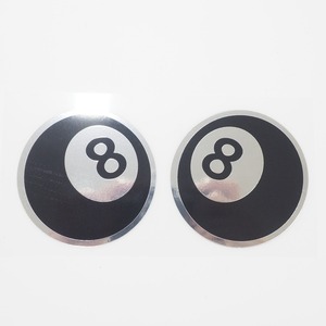 （ミラー）エイトボール ステッカー 左右セット 8ボール 8BALL 6cm ワンポイント アメリカン ビリヤード メタリック