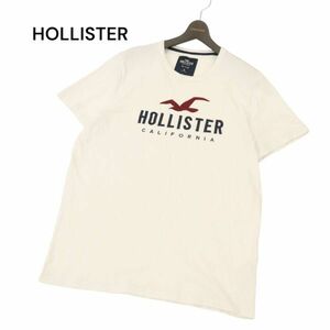 HOLLISTER ホリスター 春夏 ビッグ ロゴ ワッペン★ 半袖 カットソー Tシャツ Sz.XL　メンズ 白 大きいサイズ　C4T03799_4#D