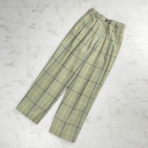 美品 Burberry バーバリーズ チェック柄テーパードパンツ ボトムス レディース 薄緑 黄色 黒 サイズS3*QC819