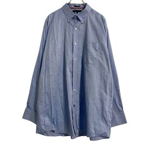 TOMMY HILFIGER 長袖 無地シャツ 2XL ブルー トミーヒルフィガー ボタンダウン ビッグサイズ 古着卸 アメリカ仕入 a611-6771