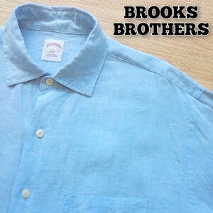 BROOKS BROTHERS　半袖シャツ　メンズ　サイズL　ブルックスブラザーズ　リネンシャツ　15