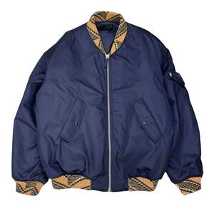 PRADA プラダ 21AW ナイロンボンバーニットジャケット ネイビー サイズM　Re Nylon Kint Bomber Jacket ラフシモンズ アウター メンズ