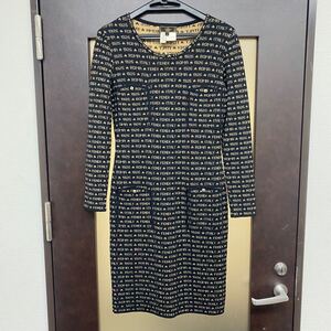 1円〜 12S FENDI 長袖ワンピース サイズ40 フェンディ 総柄 ウール ハイブランド 服 高級感 ラグジュアリー ベージュ系 綺麗め 136