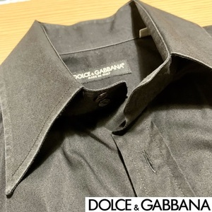 【中古　美品】★DOLCE＆GABBANA★ドルチェ＆ガッバーナ★　長袖シャツ　メンズ　黒/black　無地　size39　イタリア製　100147