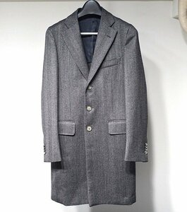 定価30万 使用少 極美品 ISAIA イザイア PORTOFINO CP. ヘリンボーン チェスターコート グレー ウール メンズ 42 ポルトフィーノ