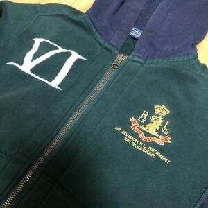 【美品】ポロ ラルフローレン Polo by Ralph Lauren スウェットパーカー 刺繍 配色 ジップアップ