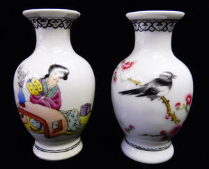 【江西出品】時代物　中国古董陶磁器　美人絵　花鳥　中国