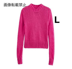 pink ピンク vintage ヴィンテージ レトロ ニット セーター トップス Lサイズ レディース★ZARA 好きな方に★2024 A/W 秋新作 新品未使用★