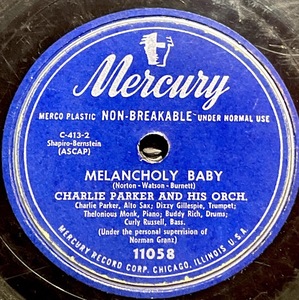 Mercury Records CHARLIE PARKER AND HIS ORCH.・MELANCHOLY BABY / BLOOMDIDO SP盤/78レコード