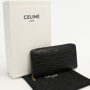 中古セリーヌCELINE ラージ ジップウォレット 長財布 ブラック ランク：AB us-2 レディース