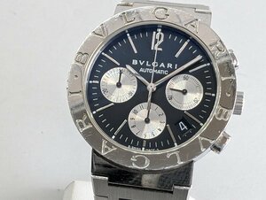 ワケあり BVLGARI ブルガリ・ブルガリ BB38SSCH メンズ クロノグラフ 自動巻 可動 ベルト切れ 箱付[03-5094