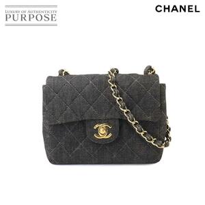 シャネル CHANEL ミニ マトラッセ チェーン ショルダー バッグ デニム ブラック A01115 ゴールド 金具 Mini Matelasse Bag 90239398