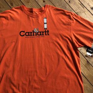 新品 carhartt カーハート Tシャツ 半袖 プリント メンズ 2XLサイズ オレンジ ビッグサイズ アメカジ comfort fit タグ付き未使用品 T1814