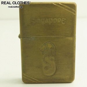 ZIPPO/ジッポー ダイアゴナルライン SINGAPORE/シンガポール マーライオン ゴールド加工 1986年製 /UPK