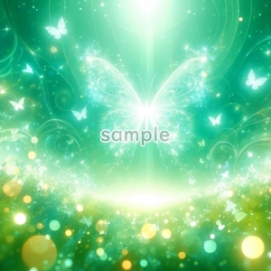 A3 350dpi 緑 癒し 蝶 オリジナル絵イラスト著作権フリー画像素材 46P Green healing butterfly Original picture image material