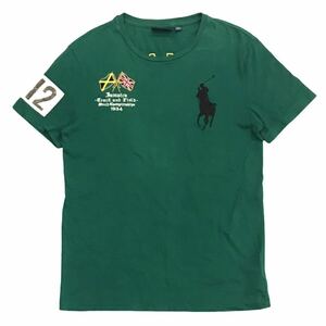 【POLO RALPH LAUREN】カントリーコレクション ビッグポニー 半袖Tシャツ メンズS カスタムフィット グリーン ジャマイカ 国旗 ゼッケン