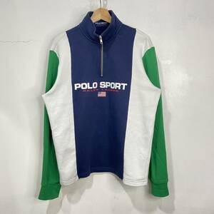 ☆送料無料☆POLO SPORT☆切替ハーフジップスウェット☆星条旗☆M☆ラルフローレン☆