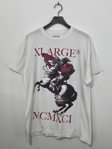 希少 USA製☆X-LARGE エクストララージ ナポレオン 半袖Tシャツ L 白 ホワイト 偉人プリント