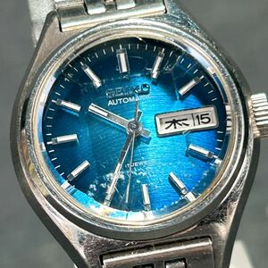 1970年代製 SEIKO セイコー AUTOMATIC 17石 2206-0510 腕時計 自動巻き アナログ カットガラス ブルー ヴィンテージ 亀戸製 動作確認済み