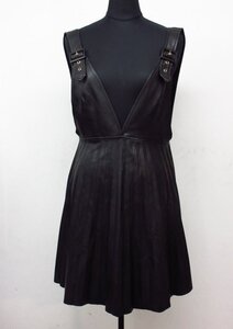 a8391　極美品　ZARA　フェイクレザー　ミニワンピース　チュニック　プリーツ　ザラ　黒　