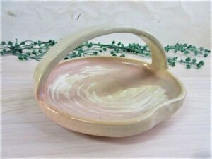 茶道具 京焼 瑞豊窯 菓子器 持ち手付き丸皿 名工 河合瑞豊作 径14cm