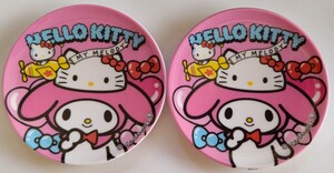 マイメロディMy Melody/サンリオ☆ハローキティ50周年/豆皿/Mini Plate②枚&缶バッジセット☆未使用☆元袋あり