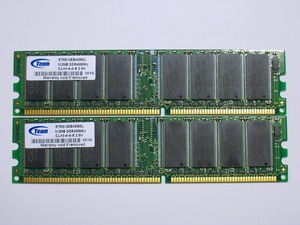 【中古】Team PC3200 DDR400 512MB×2枚 合計1GB RTM512EB4006DL