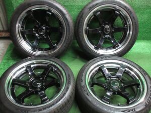 中古 ホイールタイヤ 4本 225/45R18 2023年製 8分山 BUAN (舞杏) KBレーシングII ラジアル タイヤ ダンロップ SP SPORT MAXX 060+