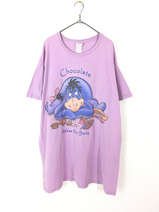 レディース 古着 Disney くまのプーさん イーヨー チョコレート スマイル Tシャツ ワンピース ひざ丈 XL位 古着