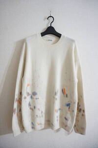 AURALEE 2020AW ホワイトベビーカシミヤハンドペイントニット 3 オーラリー A20AP01BP ペンキ WHITE BABY CASHMERE HAND PAINTED KNIT P/O