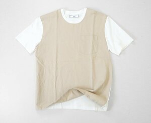 AMI Paris ◆ 切り替え カットソー XS (白 / ベージュ) ポケット Tシャツ Alexandre Mattiussi アミ パリス ◆G0711