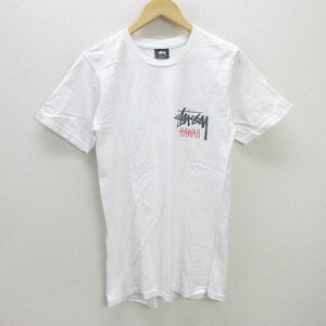 Q■メキシコ製■ステューシー/STUSSY HAWAII ストックロゴプリントTシャツ■白【S】MENS/79【中古】