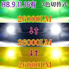 〔最強!〕H11 グリーン×イエロー×ホワイトLED☆フォグランプ‼