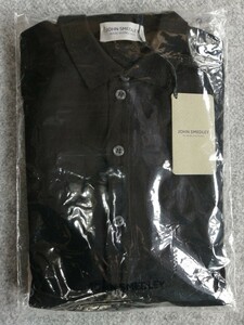 【タグ付き新品未使用】JOHN SMEDLEY ジョンスメドレー 24ゲージ メリノウールニット シャツカーディガン PARWISH black ブラック