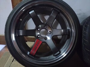 美品 RAYS レイズ TE37SL プレスドグラファイト 絶版 18×9.5J+22　 18×10.5J+22　5H　PCD114.3　ホイール　4本 　おまけ付き