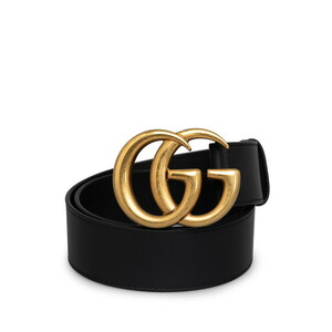 グッチ GGマーモント ダブルG ベルト サイズ：75/30 400593 ブラック レザー レディース GUCCI 【中古】