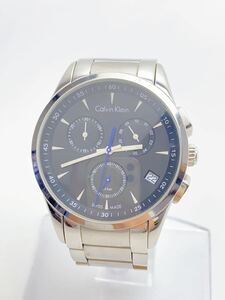 T992 CK Calvin Klein カルバンクライン 黒文字盤　クロノグラフ K5A 271 メンズ 腕時計 QZ 動作品