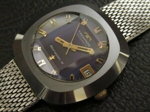 テクノス ボラゾン TECHNOS AUTOMATIC Borazon Ⅵ パープル 動作品(商品説明確認要) カットガラス 自動巻 時計 ヴィンテージ アンティーク