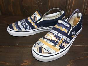 ★VANS バンズ 国内企画 slip on スリッポン マルチカラー ネイティブ アメリカン 柄 25.0cm Used 検 SK8 ハーフキャブ オールドスクール