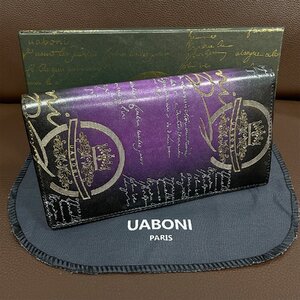 最高製EU製 特注限定品◆UABONI*ユアボニ*幻のパティーヌ*二つ折り財布*EU製◆カリグラフィー ゴールデン 手染 カーフスキン メンズ 紳士