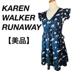 美品 KAREN WALKERカレンウォーカーランナウェイ ワンピース 蝶々柄