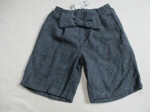 SF270【tout petit】新品　リボン付き　ハーフパンツ　女児　濃青　90