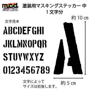 文字塗装 塗装用マスキング ステッカー 中 1文字分 切り文字 ステンシル文字 サンドブラスト ステンシルシール