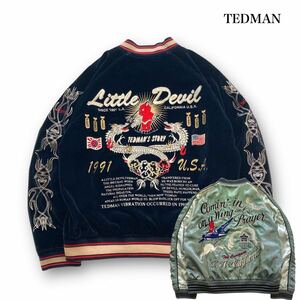 【TED MAN】『激レア』TED COMPANY テッドカンパニー テッドマン ミリタリー刺繍 リバーシブル ベロアスカジャン 悪魔小僧TATTOO (42)